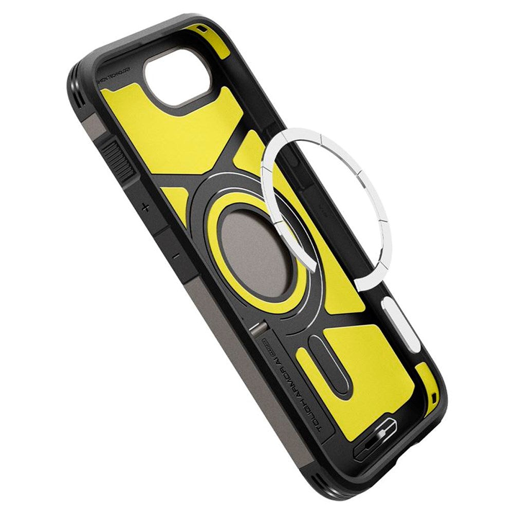 iPhone 16e Spigen Tough Armor Skal med Stativfunktion - MagSafe Kompatibel - Gunmetal