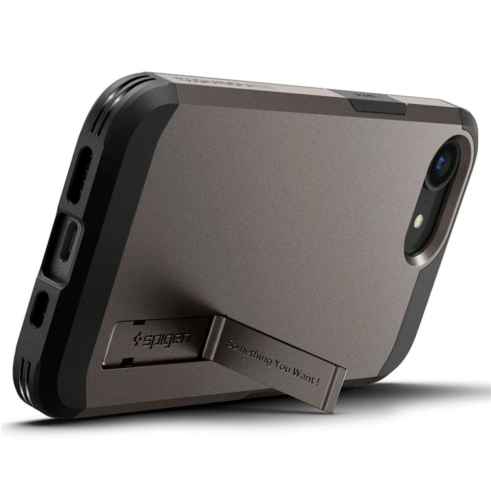 iPhone 16e Spigen Tough Armor Skal med Stativfunktion - MagSafe Kompatibel - Gunmetal