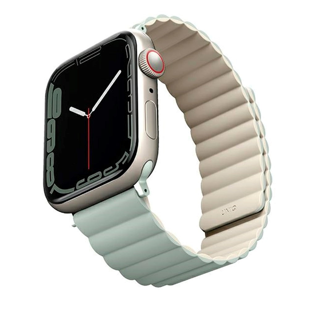 Apple Watch (42/44/SE/45/46/49mm) UNIQ Revix Magnetisk Reversibel Rem - Sage / Beige