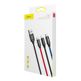 Baseus 3-i-1-kabel USB-A till blixt / USB-C / Micro-USB-120 cm-Svart