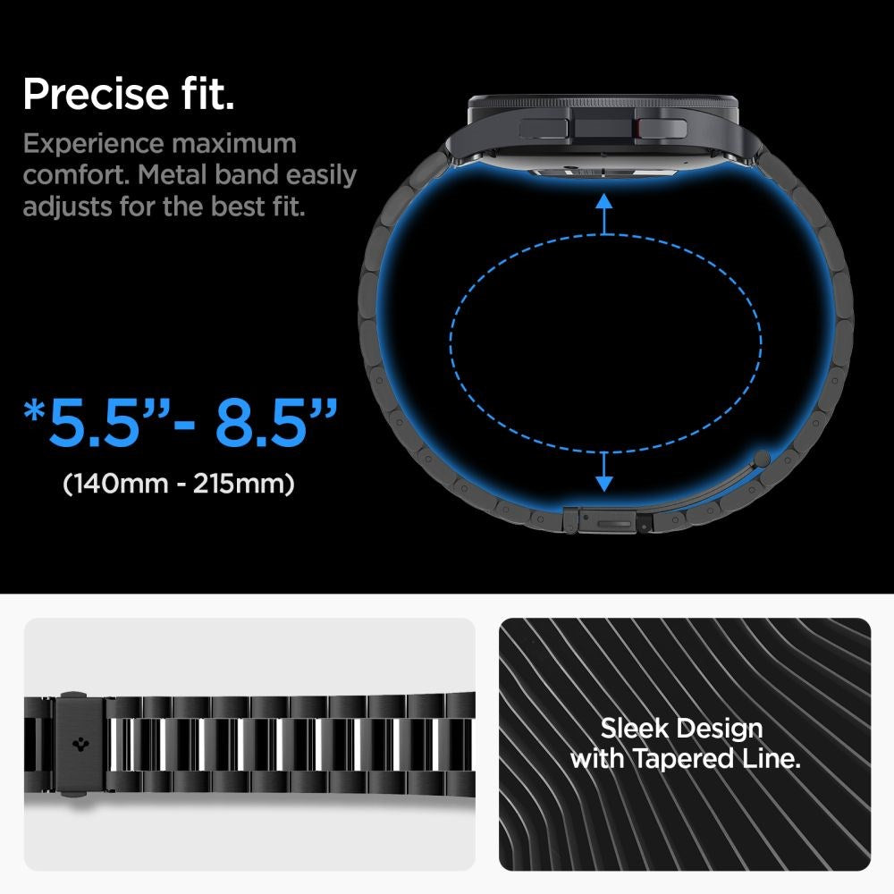 Spigen Samsung Galaxy Watch 6 Classic (47mm) Modern Fit Band - Armband i Rostfritt Stål inkl. Link Remover - Svart