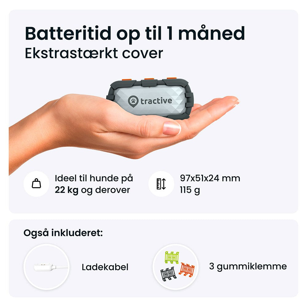 Tractive GPS Dog XL - GPS & Bluetooth Tracker för Hundar - Adventure Edition - Grå