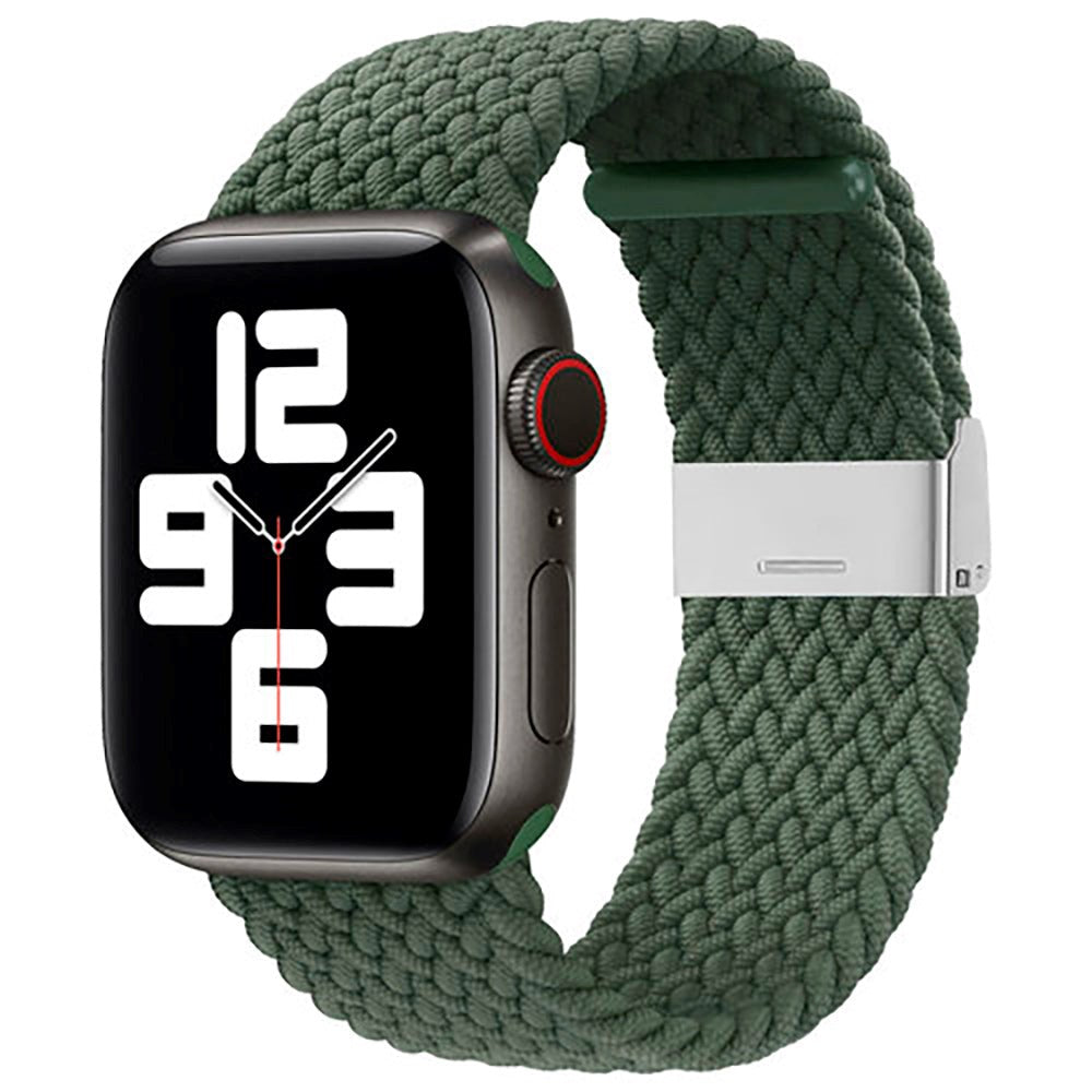 Apple Watch (38/40/SE/41/42mm) Hurtel Rem Flätat Tyg - Grön