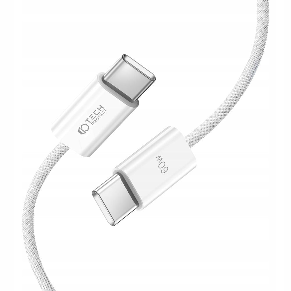 Tech-Protect Ultraboost Classic USB-C till USB-C Kabel 60W/3A 2m - Vit