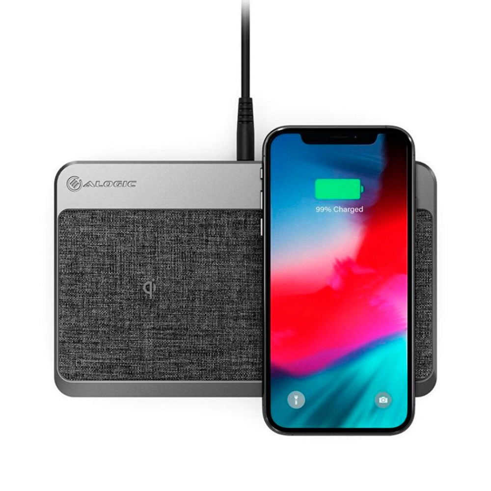 ALOGIC Power Hub Laddningsstation - 2 x Trådlös Laddningsplatta / 1 x USB-C & 1 x USB-A - Grå