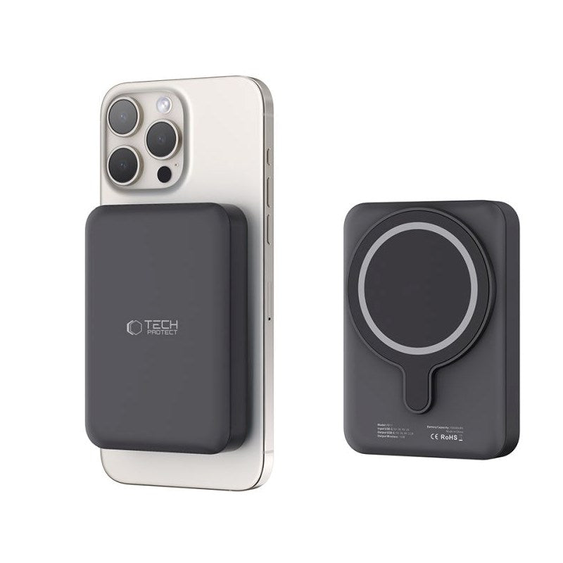 Tech-Protect LifeMag Trådløs Powerbank 10000 mAh - MagSafe Kompatibel - Svart