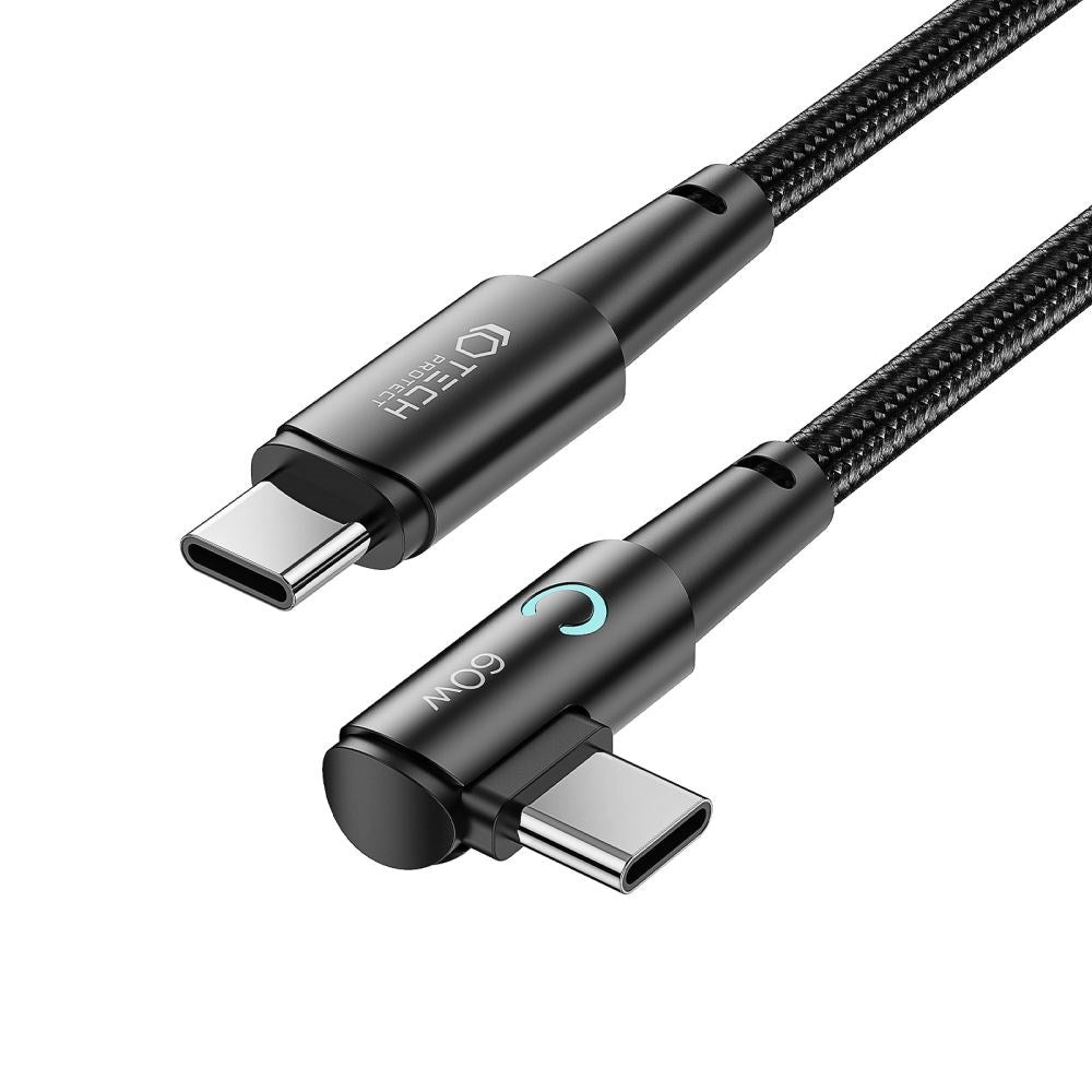 Tech-Protect Ultraboost Vinklad USB-C till USB-C Kabel 60W/6A 1m - Svart