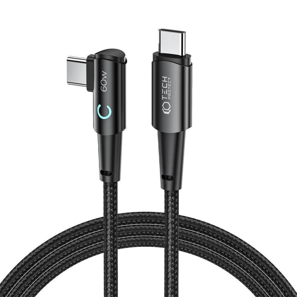 Tech-Protect Ultraboost Vinklad USB-C till USB-C Kabel 60W/6A 2m - Svart