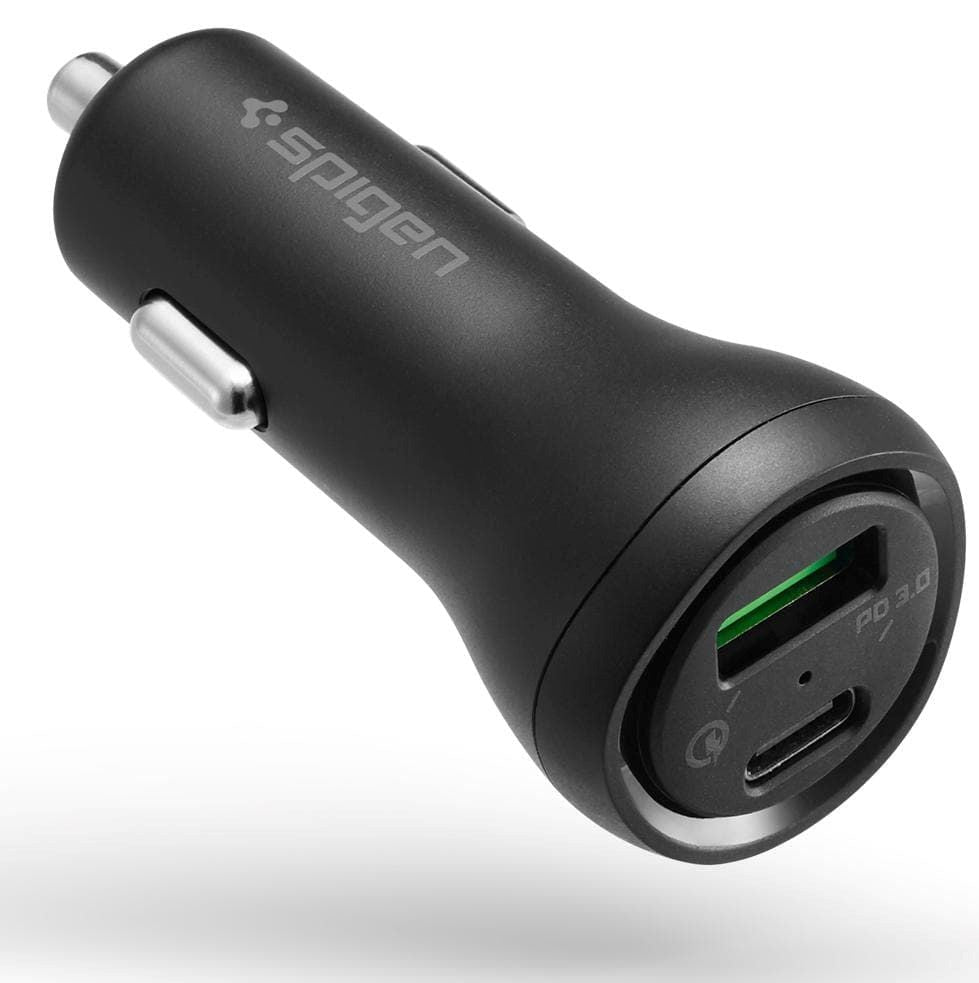 Spigen SteadiBoost Billaddare PD 45W med USB-C & USB-A - Svart