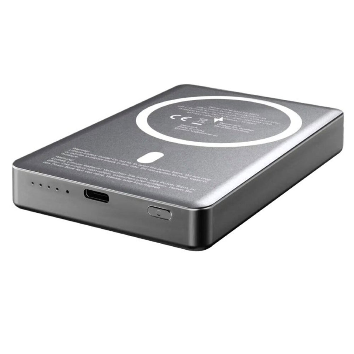 Denver PQCW-10015 Magnetisk Trådlös PowerBank - 15W / 10.000 mAh - MagSafe Kompatibel - Grå
