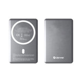 Denver PQCW-10015 Magnetisk Trådlös PowerBank - 15W / 10.000 mAh - MagSafe Kompatibel - Grå