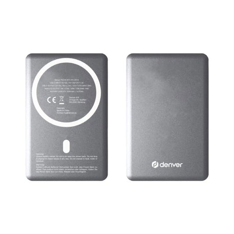 Denver PQCW-5015 15W Trådlös PowerBank - 5000 mAh - MagSafe Kompatibel - Grå