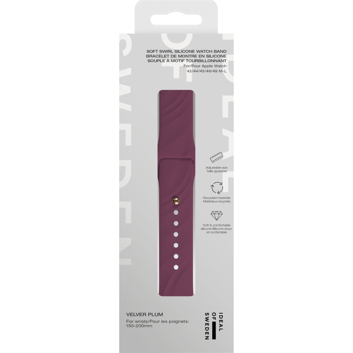 Apple Watch (42/44/SE/45/46/49mm) iDeal of Sweden Soft Swirl Silikonarmband - Storlek M/L - Velvet Plum
