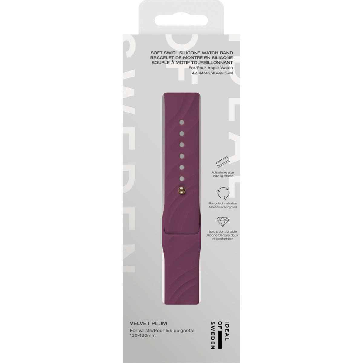 Apple Watch (42/44/SE/45/46/49mm) iDeal of Sweden Soft Swirl Silikonarmband - Storlek S/M - Velvet Plum