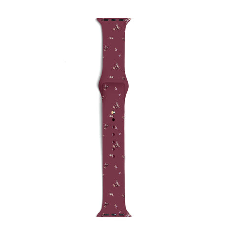 Apple Watch (42/44/SE/45/46/49mm) iDeal of Sweden Silikonarmband - Storlek M/L - Fine Wine Bloom