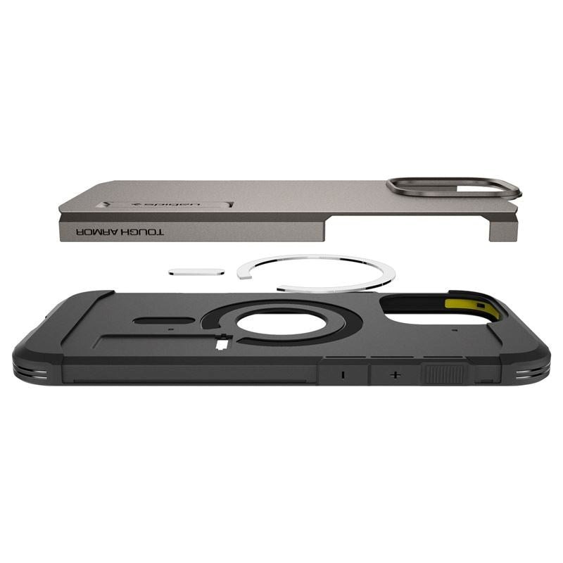 iPhone 16 Pro Spigen Tough Armor Skal med Stativ - MagSafe Kompatibelt - Gunmetal