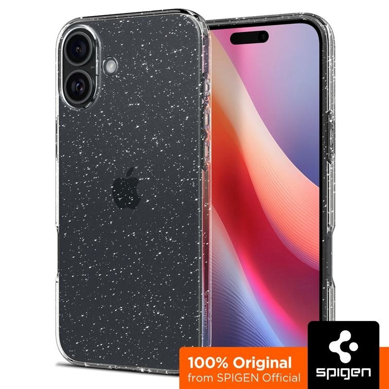 iPhone 16 Spigen Liquid Crystal Glitter Skal - Genomskinlig