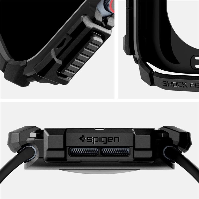 Apple Watch 10 (46mm) Spigen Rugged Armor Skal - Flexibel Plast - Svart