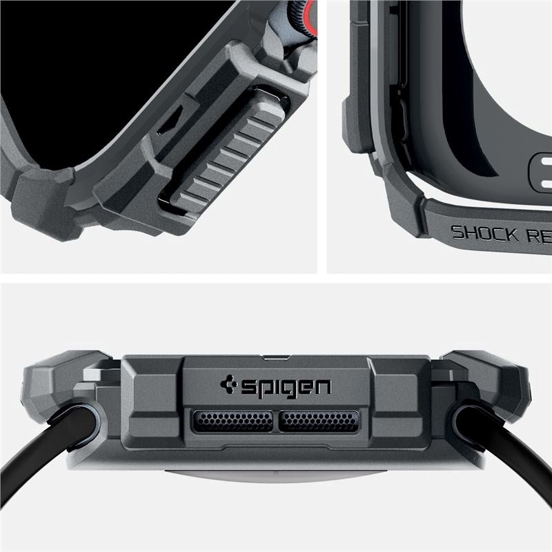 Apple Watch 10 (46mm) Spigen Rugged Armor Skal - Flexibel Plast - Mörkgrå