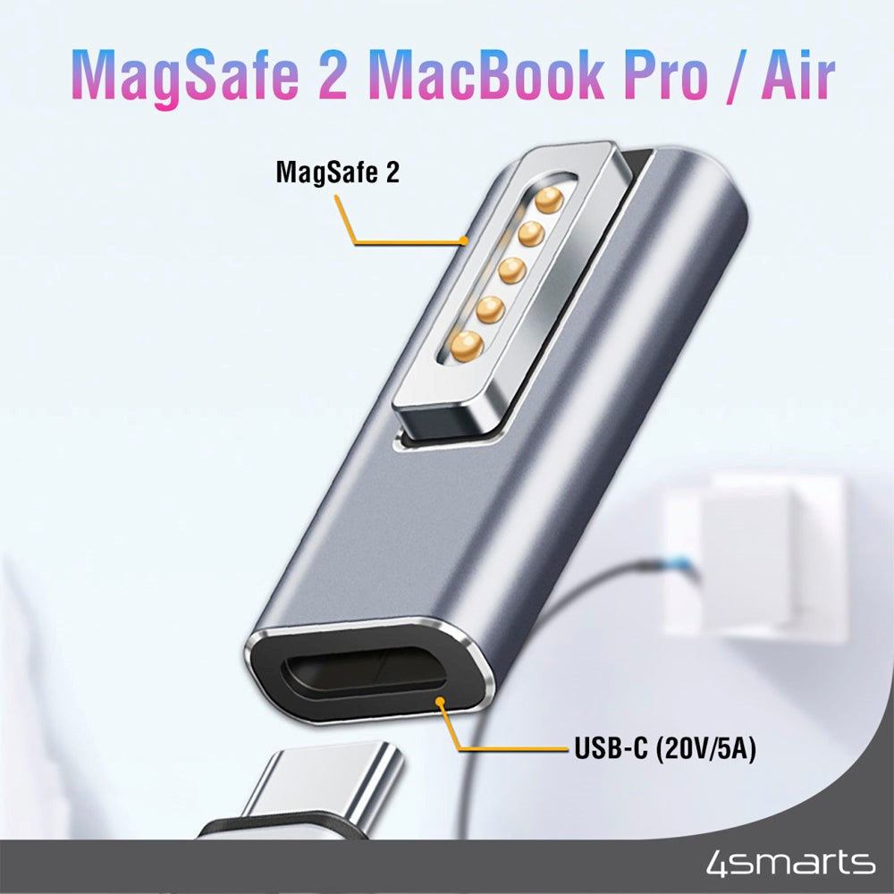 USB-C till Magsafe 2 Adapter PD 100W 4smarts - Silver