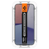 iPhone 16 Plus Spigen EZ Fit Glas.tR Skärmskydd 2. Stk - Privacy Filter - Case Friendly - Genomskinlig