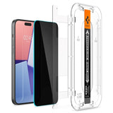 iPhone 16 Plus Spigen EZ Fit Glas.tR Skärmskydd 2. Stk - Privacy Filter - Case Friendly - Genomskinlig