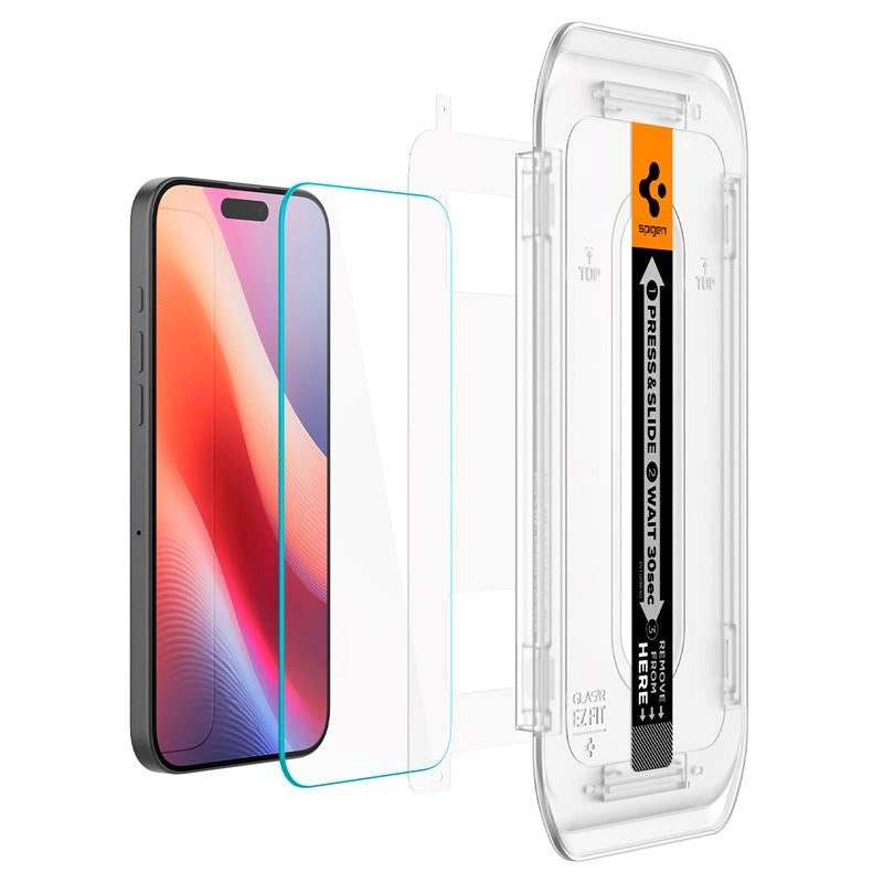 iPhone 16 Pro Max Spigen EZ Fit Glas.tR Skärmskydd 2. Stk - Case Friendly - Genomskinlig