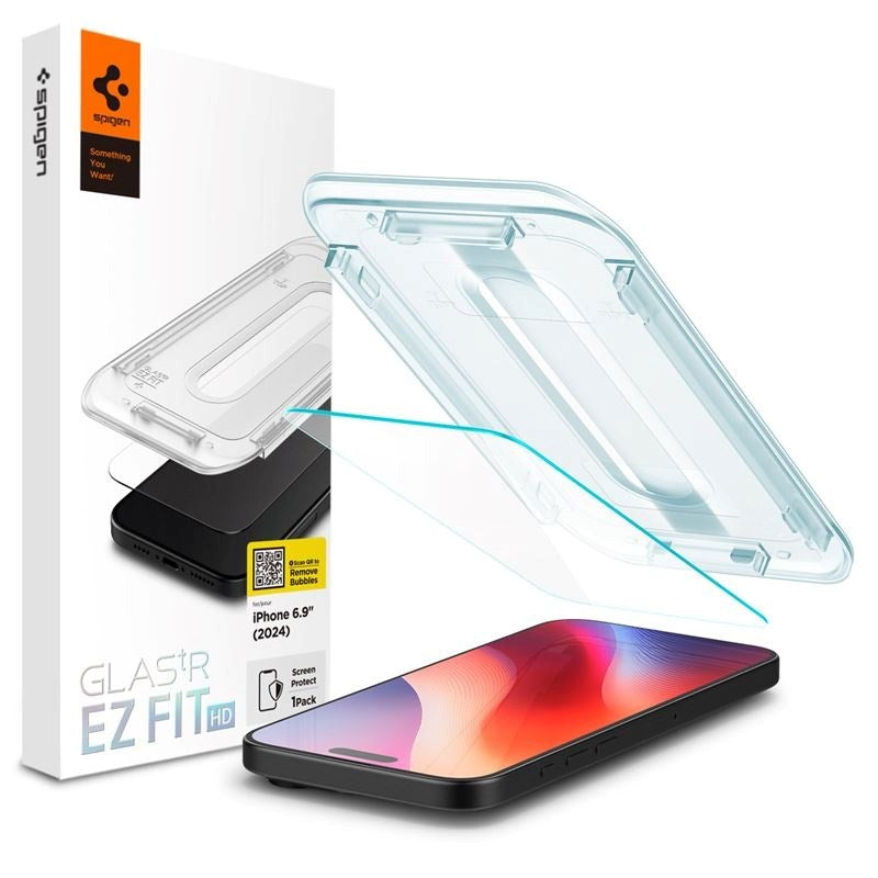 iPhone 16 Pro Max Spigen EZ Fit Glas.tR Skärmskydd - Case Friendly - Genomskinlig