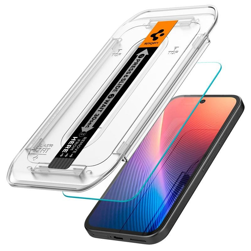 Google Pixel 9a Spigen EZ Fit Glas tR Skärmskydd - 2 st - Case Friendly - Genomskinlig