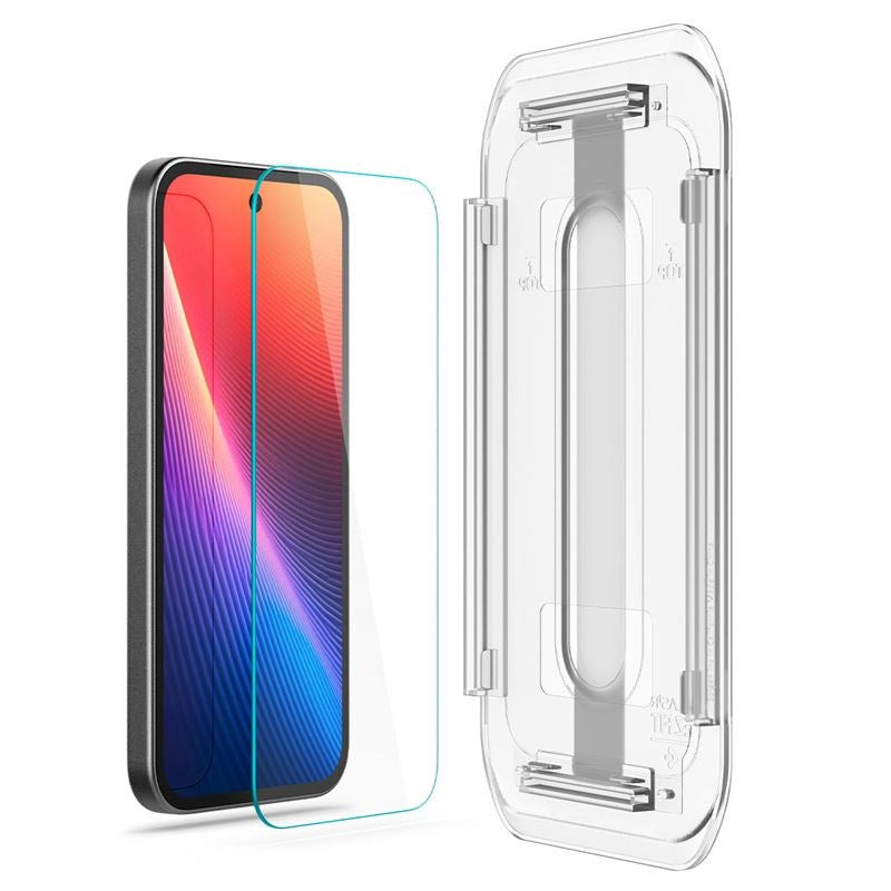 Google Pixel 9a Spigen EZ Fit Glas tR Skärmskydd - 2 st - Case Friendly - Genomskinlig