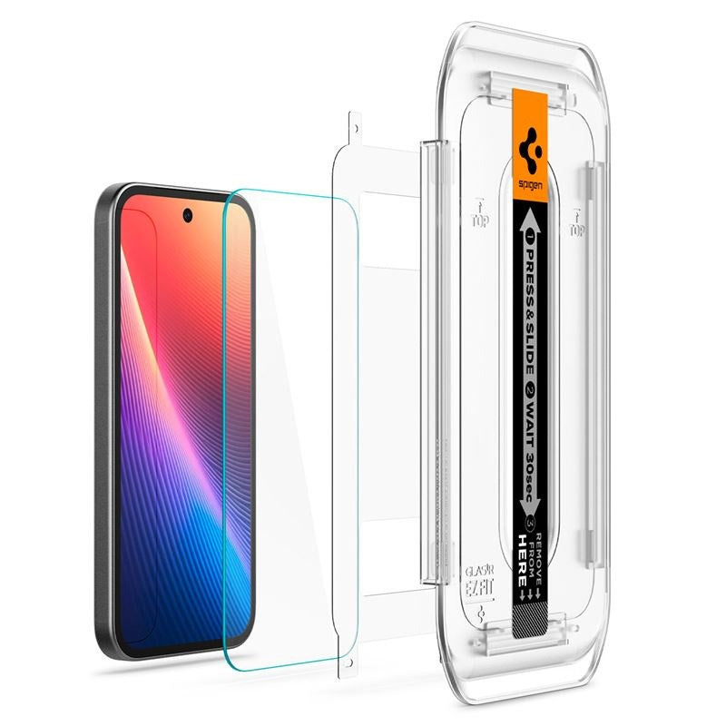 Google Pixel 9a Spigen EZ Fit Glas tR Skärmskydd - 2 st - Case Friendly - Genomskinlig