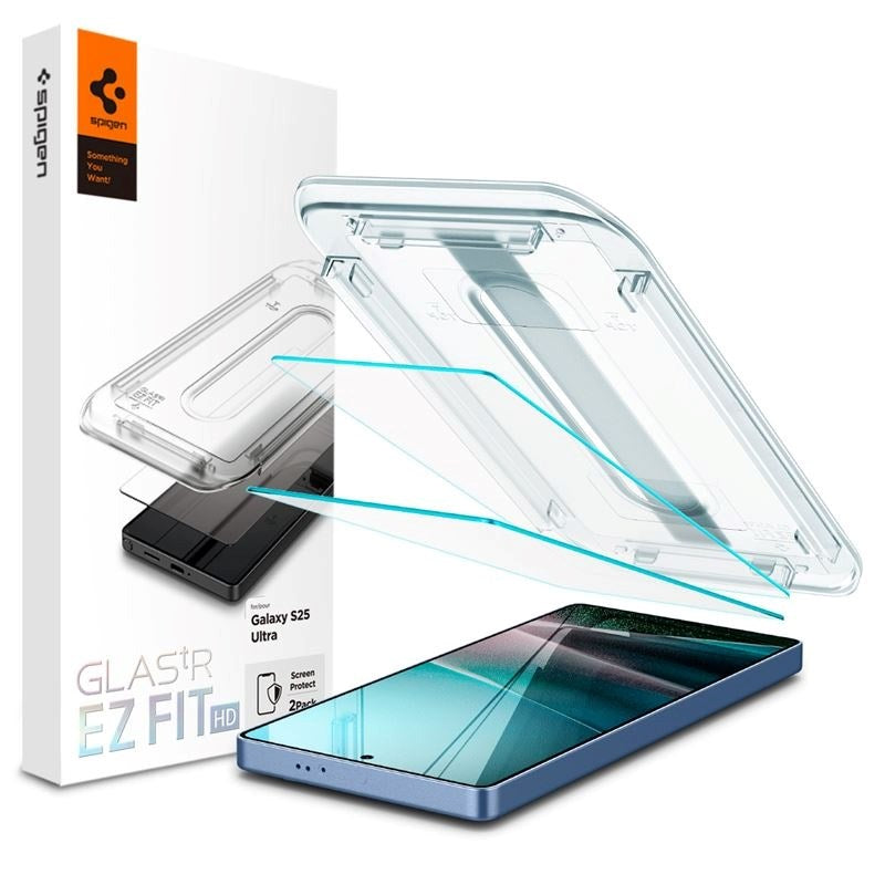 Samsung Galaxy S25 Ultra Spigen EZ Fit Glas.tR Skärmskydd 2 St. - Case Friendly - Genomskinlig
