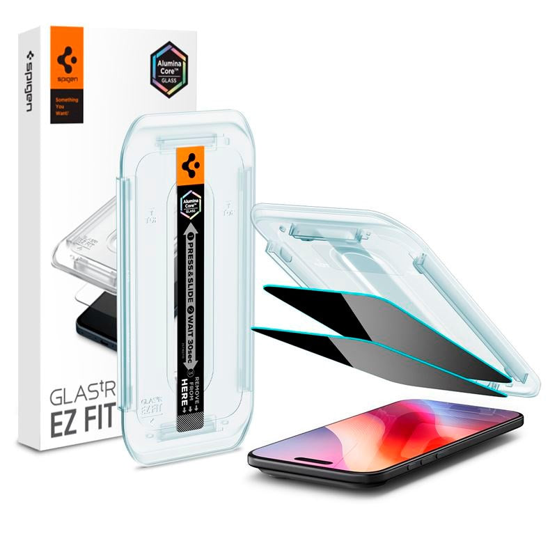 iPhone Air Spigen Glass tR EZ Fit Skärmskyddsglas - Privacy Funktion - 2 st - Genomskinlig