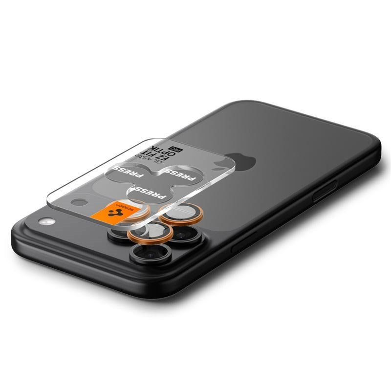 iPhone 17 Pro / 17 Pro Max / 16 Pro / 16 Pro Max / 15 Pro / 15 Pro Max / 14 Pro / 14 Pro Max Spigen Glass tR EZ Fit Optik Pro Kameralinsskyddsglas - 2 st - Orange