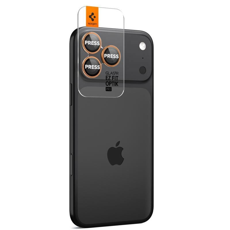 iPhone 17 Pro / 17 Pro Max / 16 Pro / 16 Pro Max / 15 Pro / 15 Pro Max / 14 Pro / 14 Pro Max Spigen Glass tR EZ Fit Optik Pro Kameralinsskyddsglas - 2 st - Orange