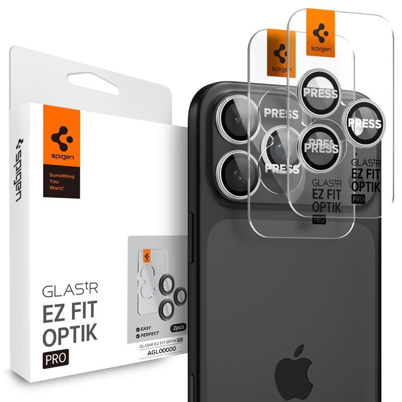 iPhone 17 Pro / 17 Pro Max / 16 Pro / 16 Pro Max / 15 Pro / 15 Pro Max / 14 Pro / 14 Pro Max Spigen Glass tR EZ Fit Optik Pro Kameralinsskyddsglas - 2 st - Silver