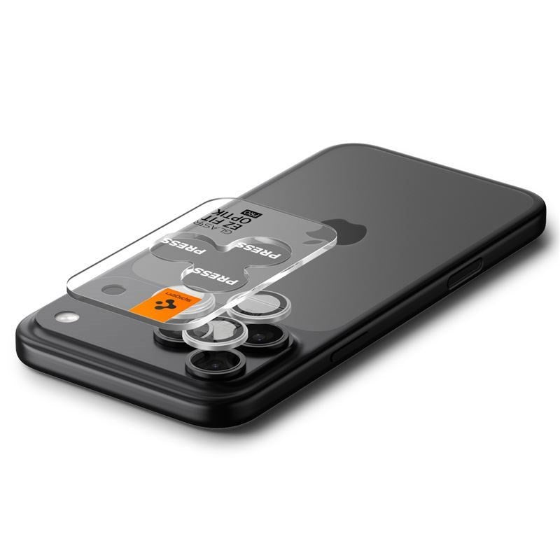 iPhone 17 Pro / 17 Pro Max / 16 Pro / 16 Pro Max / 15 Pro / 15 Pro Max / 14 Pro / 14 Pro Max Spigen Glass tR EZ Fit Optik Pro Kameralinsskyddsglas - 2 st - Silver