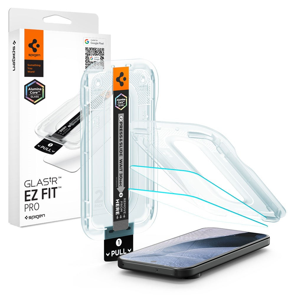 Google Pixel 11 Pro XL Spigen Glass tR EZ Fit Pro Skärmskyddsglas - 2 st - Genomskinlig