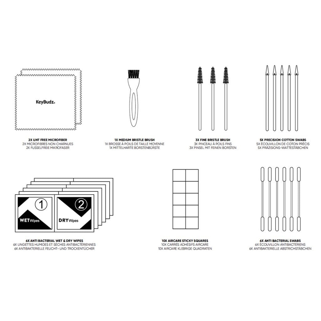 KeyBudz Rengöringssats för Hörlurar, Mobil, Surfplatta och Tangentbord