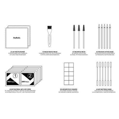 KeyBudz Rengöringssats för Hörlurar, Mobil, Surfplatta och Tangentbord