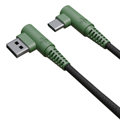 Hune Hiedra USB-A till USB-C Kabel med Vinklad Kontakt - 1,2 m - Grön