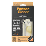 iPhone 15 PanzerGlass 3-i-1 Bundle m. EasyAligner - Skärmskydd (UWF) / Skal / Kameraskydd - Genomskinlig / Svart