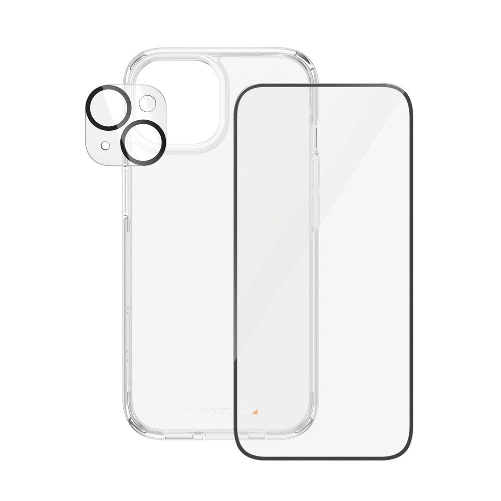 iPhone 15 PanzerGlass 3-i-1 Bundle m. EasyAligner - Skärmskydd (UWF) / Skal / Kameraskydd - Genomskinlig / Svart