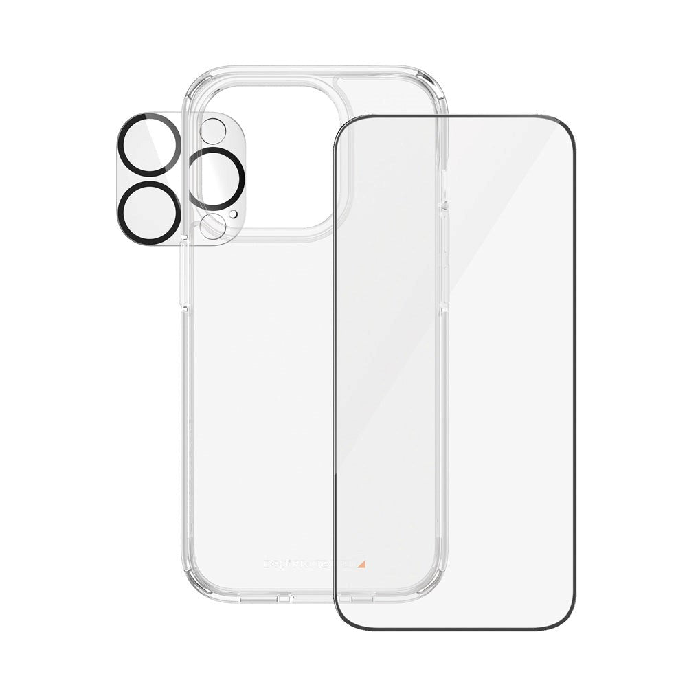 iPhone 15 Pro PanzerGlass 3-i-1 Bundle m. EasyAligner - Skärmskydd (UWF) / Skal / Kameraskydd - Genomskinlig / Svart