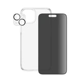 iPhone 15 Plus PanzerGlass 3-i-1 Bundle m. EasyAligner - Privacy Skärmskydd (UWF) / Skal / Kameraskydd - Genomskinlig / Svart