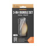 Samsung Galaxy S24 PanzerGlass 3-i-1-Bundle m. EasyAligner - Skärmskydd (UWF) / D3O Bio Hardcase Skal / Hoops Kameraskydd - Transparent / Svart