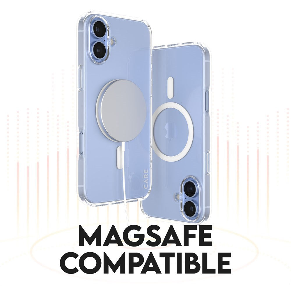 CARE By PanzerGlass iPhone 16 Plus 3-i-1 FLAGSHIP MagSafe Bundle - Skärmskydd (UWF) / Skal / Kameraskydd - Genomskinlig / Vit
