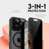 CARE By PanzerGlass iPhone 16 Pro 3-i-1 FLAGSHIP MagSafe Bundle - Privacy Skärmskydd (UWF) / Skal / Kameraskydd - Genomskinlig / Svart