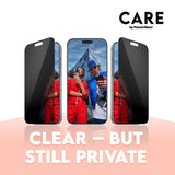 CARE By PanzerGlass iPhone 16 Pro Max 3-i-1 FLAGSHIP MagSafe Bundle - Privacy Skärmskydd (UWF) / Skal / Kameraskydd - Genomskinlig / Svart