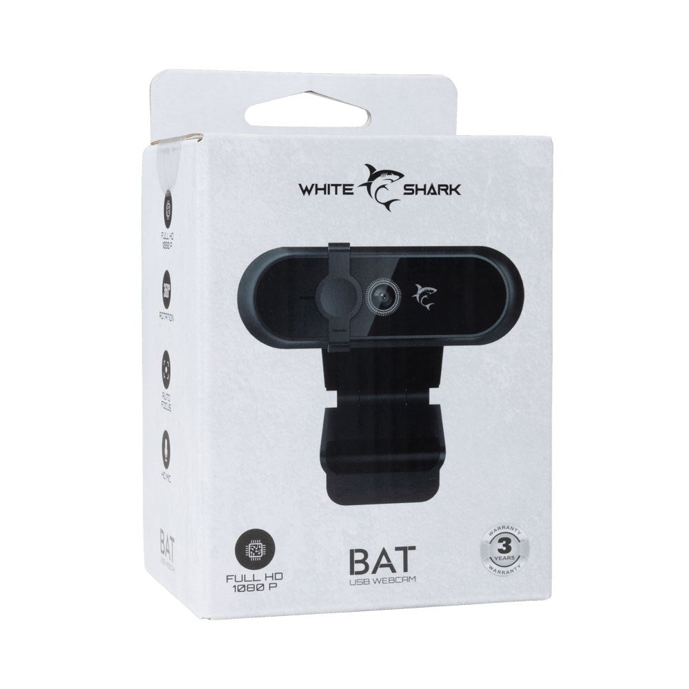 White Shark BAT Webcam - 1080P Full HD - Svart